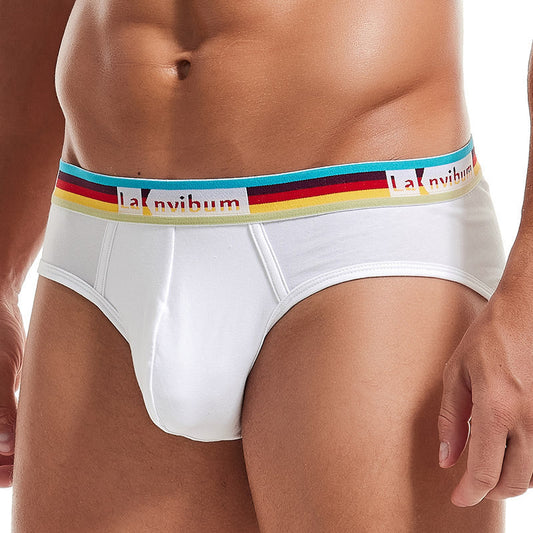 Rainbow Rubber Band Cotton Briefs Soft Colorful Men’s Underwear with Stretchy Waistband