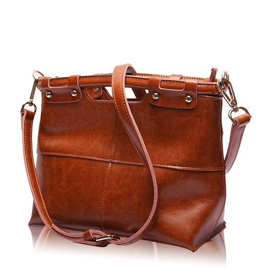 European & American Retro Solid Color Women's Leather Messenger Bag – Vintage Crossbody Purse for Women