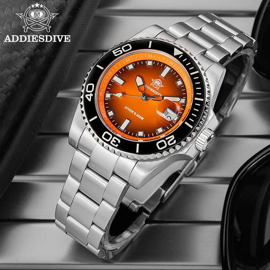 AD2089 Men's Sports Diver Watch 200M Waterproof Quartz Watch with Ceramic Bezel & Colorful Dial 41mm Reloj Hombre