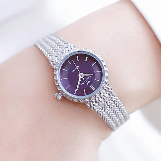 New Minimalist Women's Watch Small Silver Stainless Steel Quartz Watch Elegant Casual Ladies Wristwatch with Slim Dial