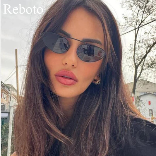 Luxury Cat Eye Sunglasses for Women – Trendy Small Oval Frames, UV400 Protection, Fashionable Metal Triangle Eyewear