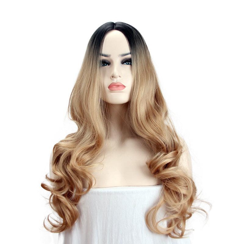 European & American Women's Long Wig Gradual Ombre Dyed Synthetic Hair Natural Looking Layered Wigs for Everyday & Special Occasions