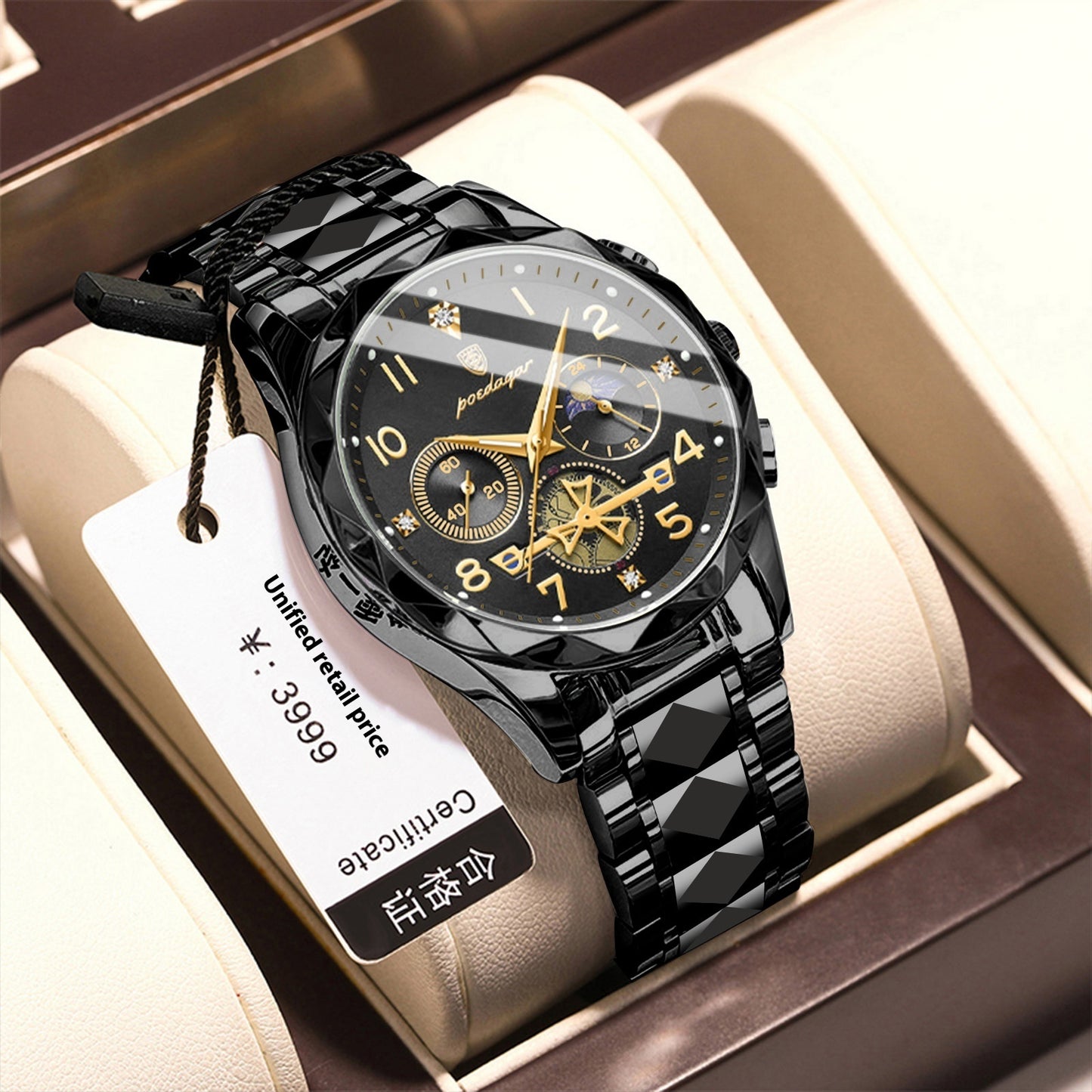 Men's Waterproof Luminous Watch Stylish Quartz Wristwatch with Glow-in-the-Dark Dial Casual  Fashion Watch for Men Durable Daily Wear