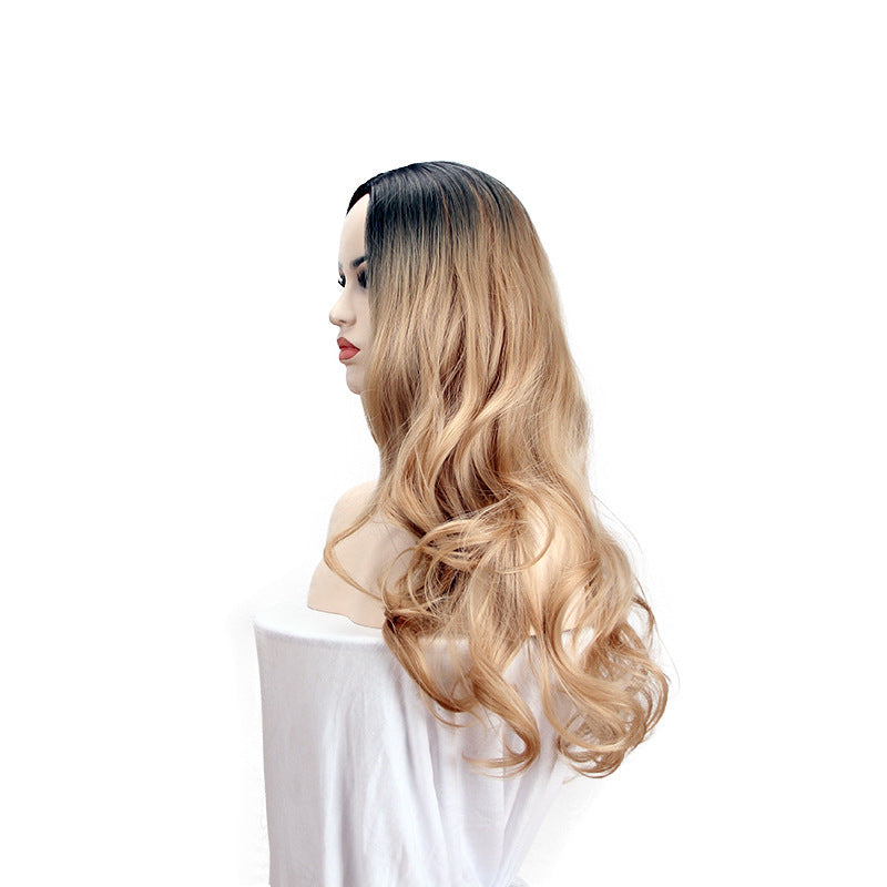 European & American Women's Long Wig Gradual Ombre Dyed Synthetic Hair Natural Looking Layered Wigs for Everyday & Special Occasions