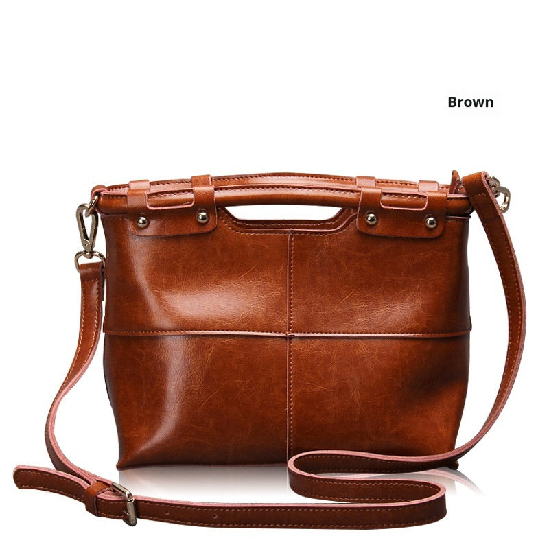 European & American Retro Solid Color Women's Leather Messenger Bag – Vintage Crossbody Purse for Women