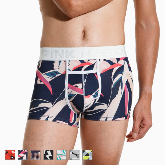 Men's Pocket Underwear Pure Cotton Digital Printing Boxer Briefs Soft Colorfast & Comfortable