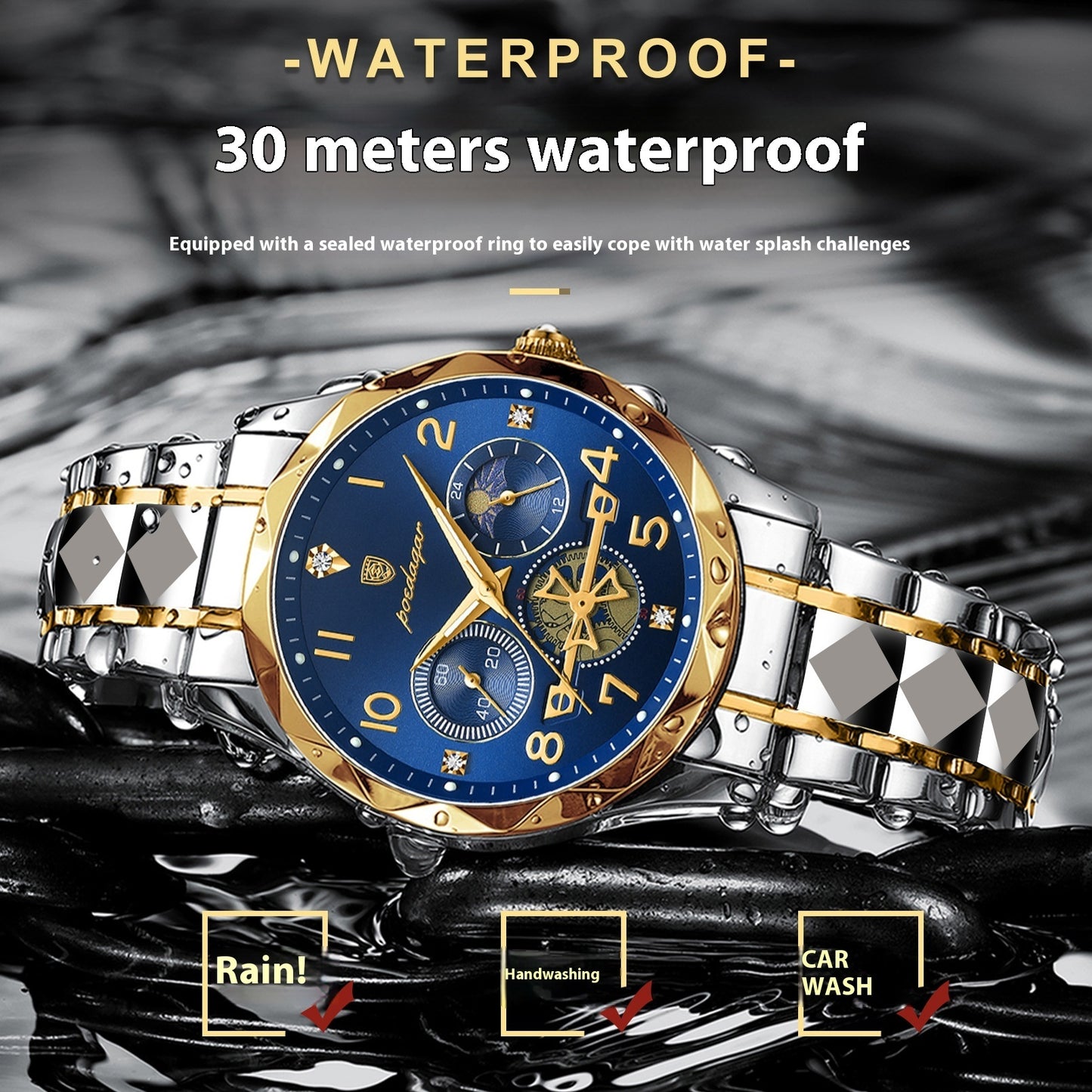 Men's Waterproof Luminous Watch Stylish Quartz Wristwatch with Glow-in-the-Dark Dial Casual  Fashion Watch for Men Durable Daily Wear