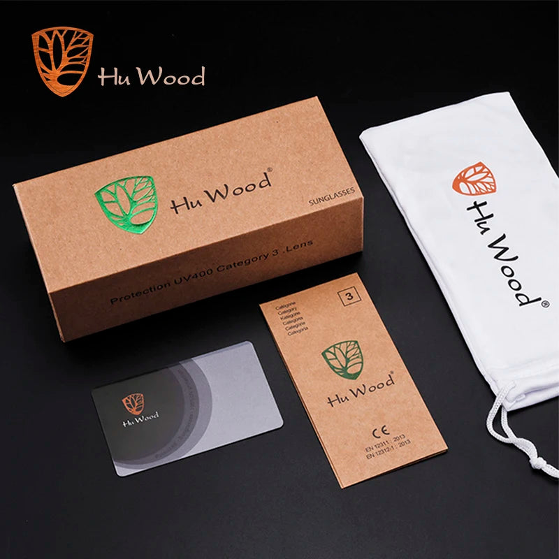 HU WOOD Square Sunglasses for Men - Polarized UV400 Protection - Fashion Mirror Lens Sport & Driving Glasses - High Quality Retro Shades