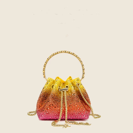 Rhinestone Evening Clutch Bag – Luxury Crystal Designer Shoulder Purse & Shiny Bucket Handbag