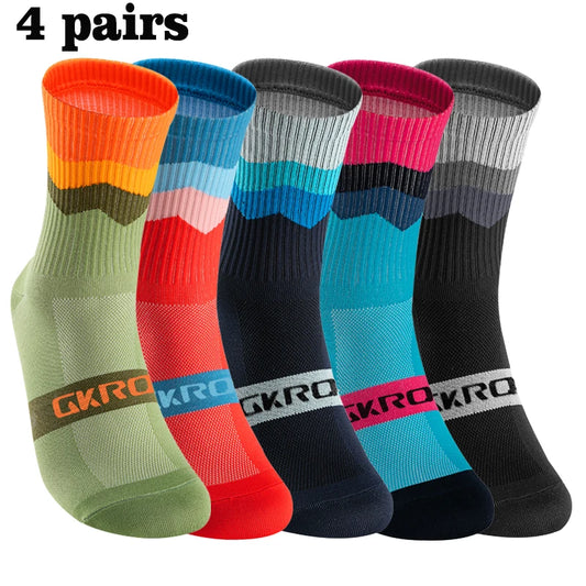 4 Pairs Compression Socks for Men & Women – Cycling, Nursing, MTB & Sports Grip Socks with Arch Support