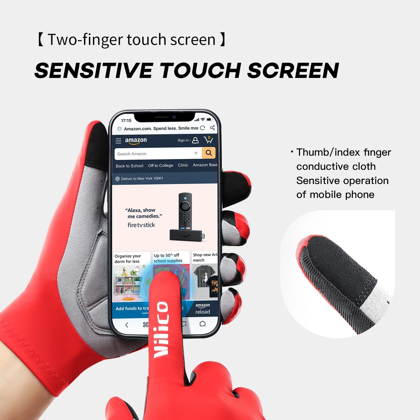Touch Screen Cycling Gloves - Full & Half Finger Gel Padded MTB/Road Bike Gloves for Men & Women - Breathable Sports Bicycle Riding Racing Gloves