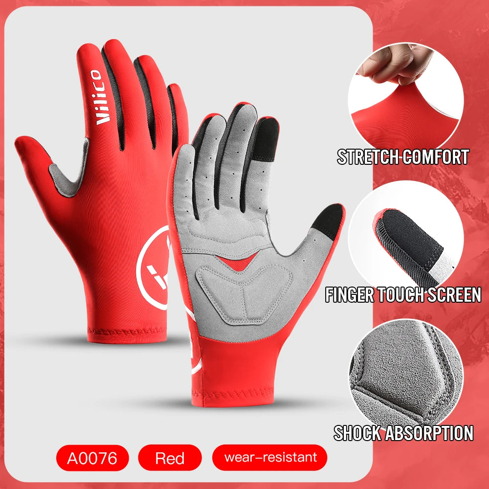 Touch Screen Cycling Gloves - Full & Half Finger Gel Padded MTB/Road Bike Gloves for Men & Women - Breathable Sports Bicycle Riding Racing Gloves