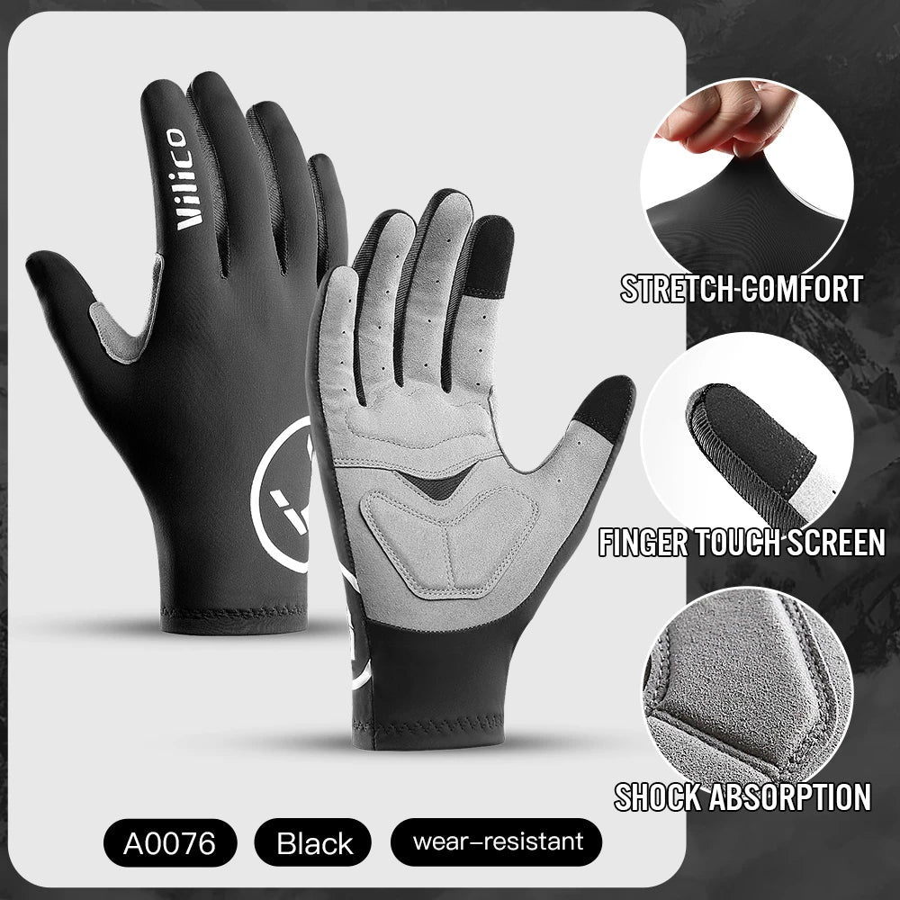 Touch Screen Cycling Gloves - Full & Half Finger Gel Padded MTB/Road Bike Gloves for Men & Women - Breathable Sports Bicycle Riding Racing Gloves