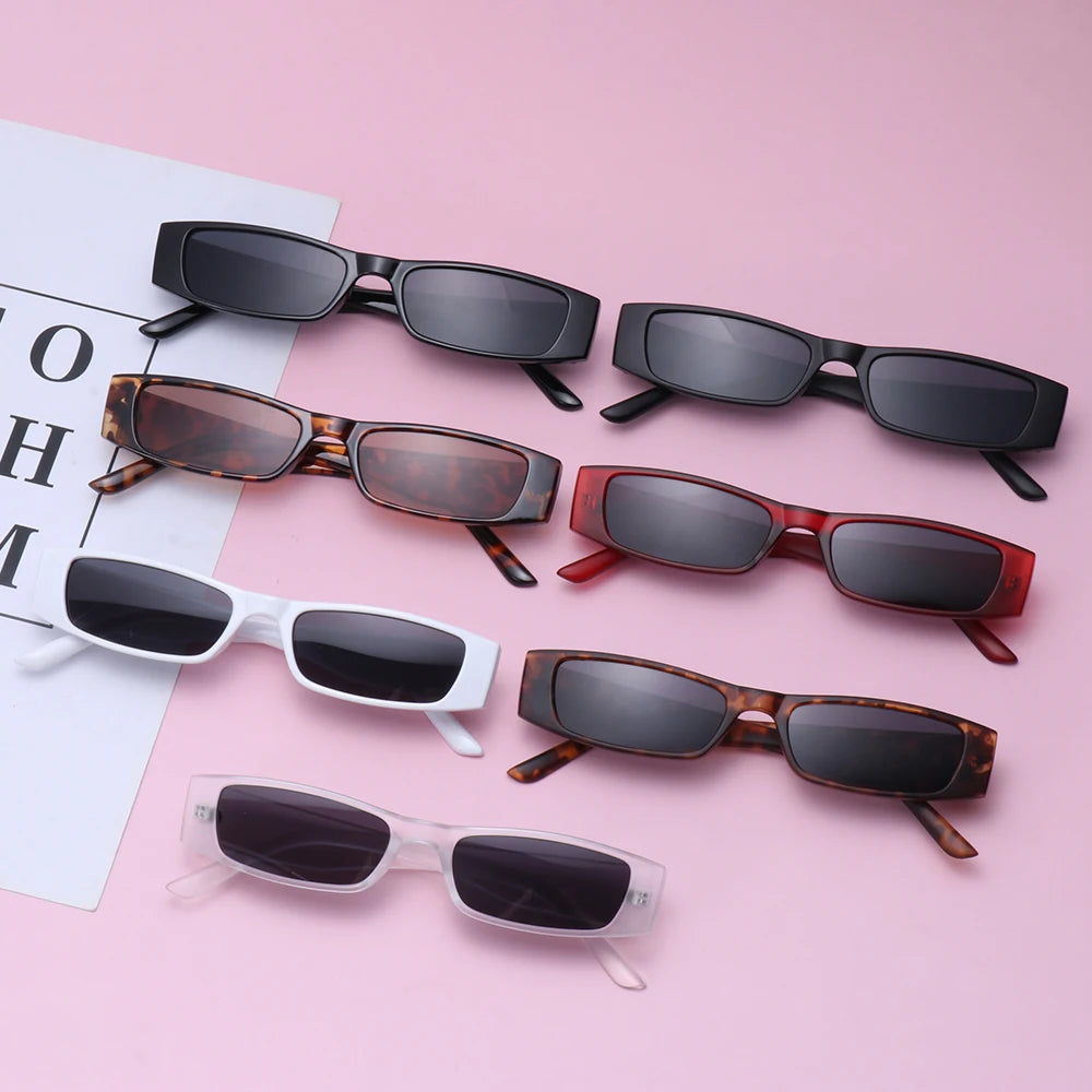Small Rectangle Sunglasses Women Men Retro Narrow Frame Leopard Vintage Square Sun Glasses Female Punk Cat Eye Eyewear Oculos