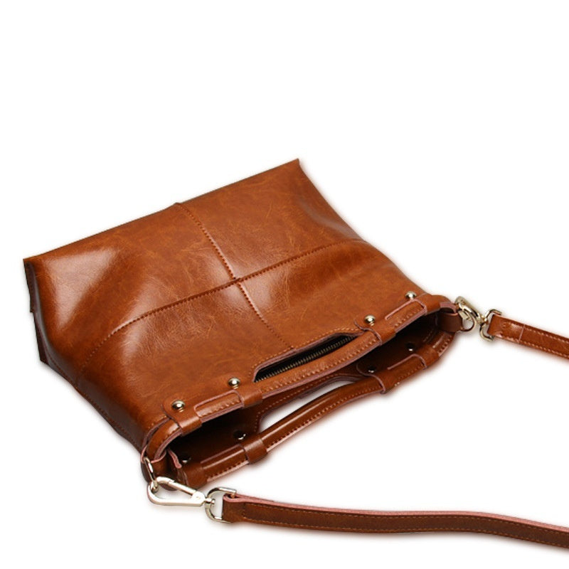 European & American Retro Solid Color Women's Leather Messenger Bag – Vintage Crossbody Purse for Women