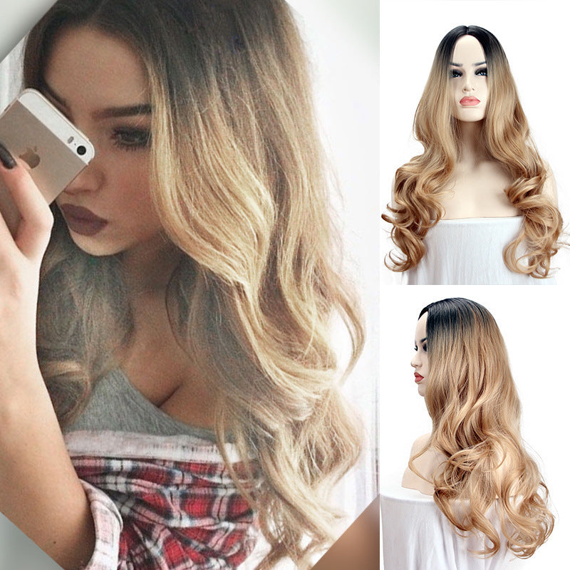 European & American Women's Long Wig Gradual Ombre Dyed Synthetic Hair Natural Looking Layered Wigs for Everyday & Special Occasions