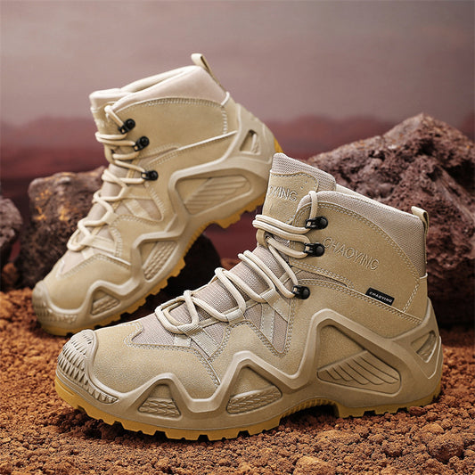 Men's High-Top Tactical Shoes - Wear-Resistant Desert Combat Boots for Outdoor Military & Hiking